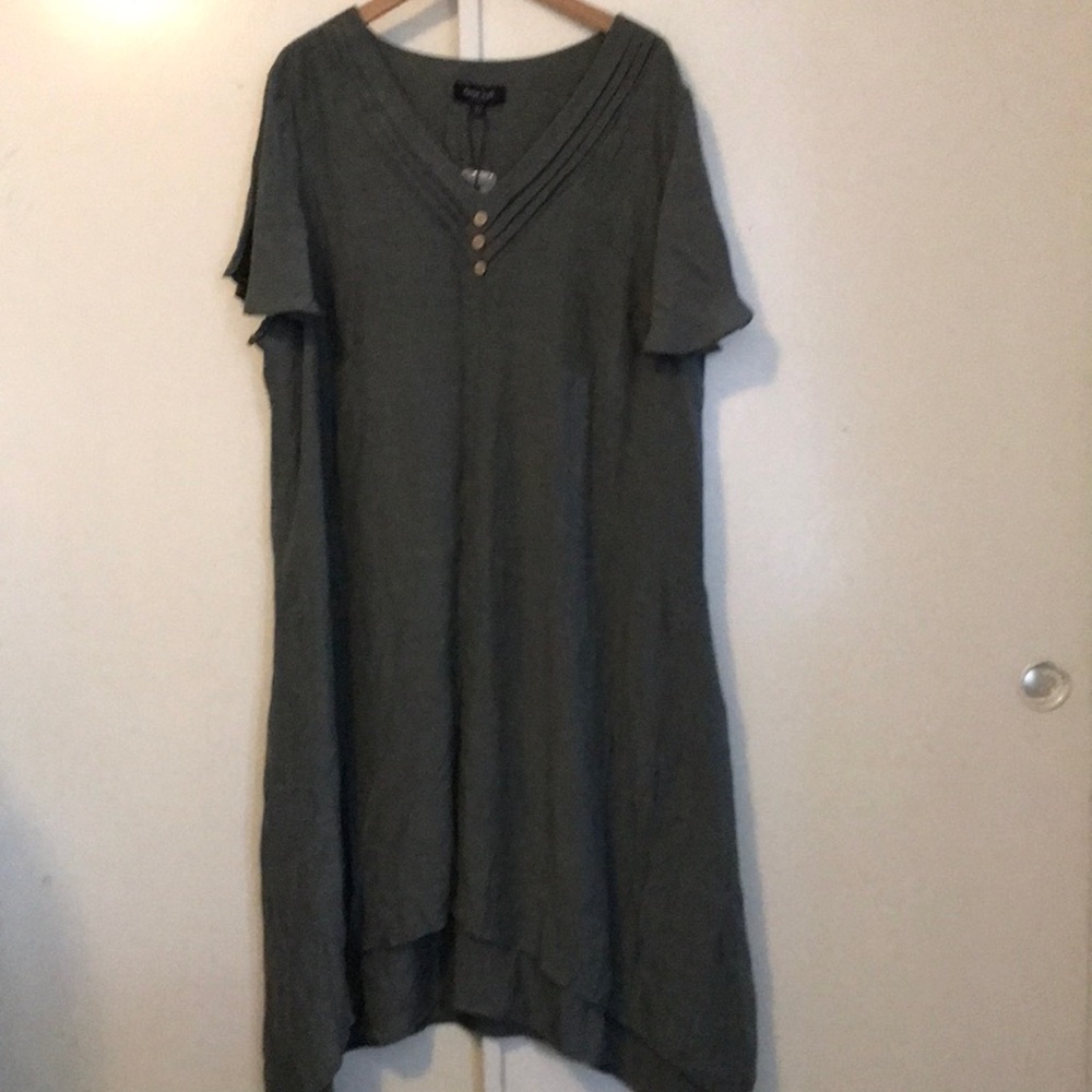 NWT Avenue by Arna York plus size Olive Boho Lagan Look relaxed dress